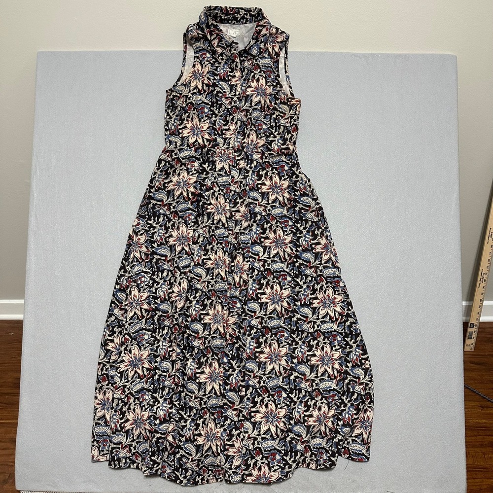 Livro Womens Floral Print Sleeveless Button Front Maxi ShirtDress Boho Small